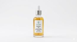 A 50 ml dropper bottle of Cyvora algae-infused nutrient oil beside its carton.